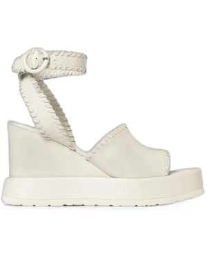 Paloma Barceló Manun Whipstitch-Trim Wedge Sandals - Natural