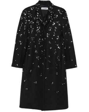 Jil Sander Abrigo De Lana Con Cinturón - Negro