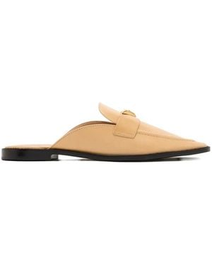 SCHUTZ SHOES Triangle-Plaque Loafers - White