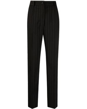 Dolce & Gabbana Stripe-Pattern Wool Tapered Trousers - Black
