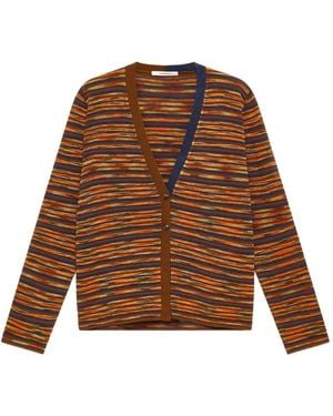 Maliparmi Striped V-Neck Cardigan - Brown