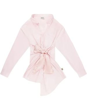 Area Satin-Knot Oxford Shirt Dress - Pink