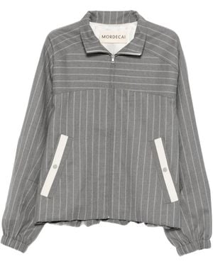 Mordecai Striped Zipped Jacket - Grey