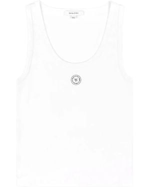 Sporty & Rich Baby Logo-Patch Rib Tank - White