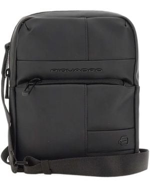 Piquadro Logo-Print Messenger Bag - Black