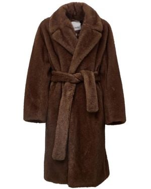 Max Mara Faux-Fur Belted Coat - Brown