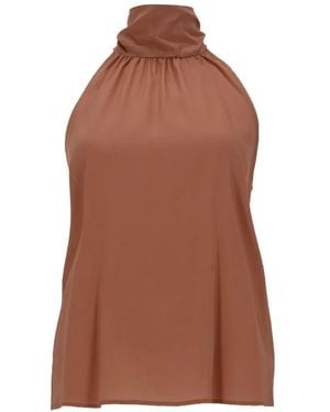 PT Torino Anita Halterneck Gathered Blouse - Brown
