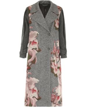 Alberta Ferretti Floral-Embroidered Coat - Grey