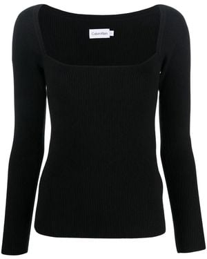 Calvin Klein Long-Sleeved Knitted Top - Black