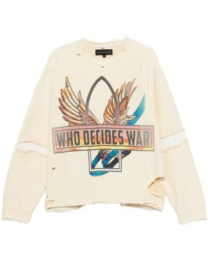 Who Decides War Ribbon Tour Distressed Sweatshirt - White