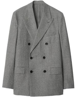 Burberry Puppytooth Check Double-Breasted Jacket - Grey