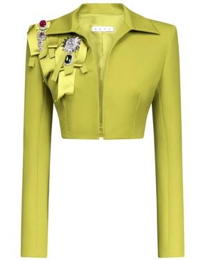 Area Giacca Crop Con Decorazione - Giallo