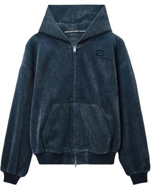 Alexander Wang Brushed Denim Oversized Hoodie - Blue