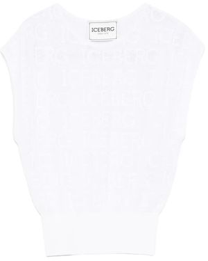 Iceberg Logo-Pattern Vest - White