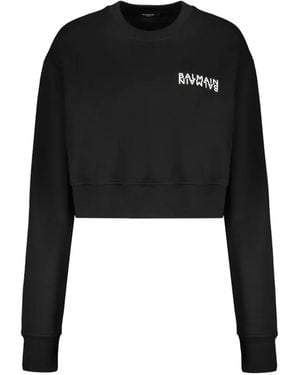 Balmain Cropped Logo Sweatshirt - Black