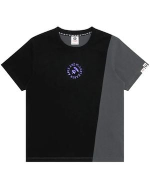 Aape By A Bathing Ape Moonface Embossed Paneled T-Shirt - Black