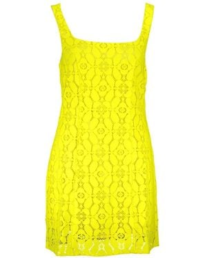 Desigual Floral-Lace Sleeveless Mini Dress - Yellow