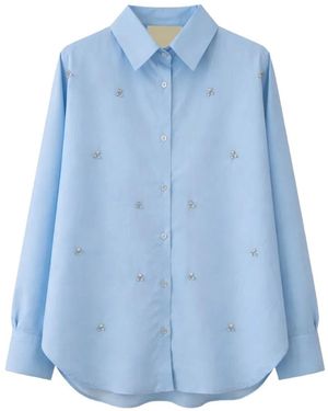 A PAPER KID Embellishment Cotton Shirt - Blue