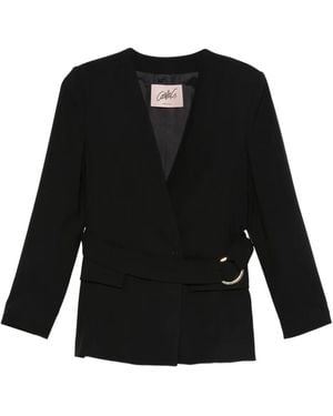 Carla G Chaqueta con cinturón y hebilla - Negro