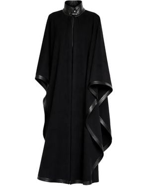 Elie Saab Cape À Détails De Cuir - Black