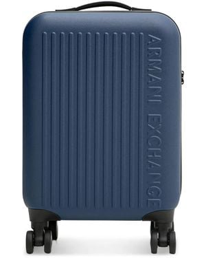 ARMANI EXCHANGE Logo-Embossed Ribbed Luggage - Blue