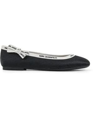 KARL LAGERFELD Logo-Ribbon Ballet Flats - Black