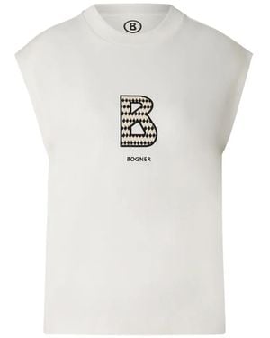 Bogner Dania Logo-Stitch Cap-Sleeve Tank Top - White