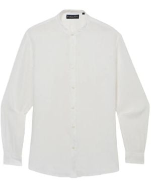 Brooks Brothers Stand Collar Linen Shirt - White
