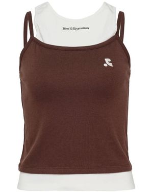 Rest&Recreation Layered Logo-Embroidered Tank Top - Brown