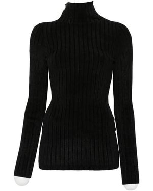 Sportmax Ribbed-Knit Roll-Neck Jumper - Black