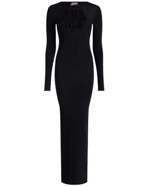 Jean Paul Gaultier Logo-Flocked Maxi Dress - Black