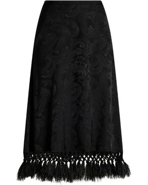 Etro Feather-Trim Jacquard Skirt - Nero