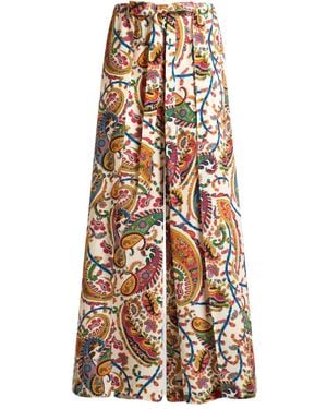 Etro Palazzo Broek Met Ceintuur En Bloemen- En Paisleyprint - Wit