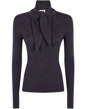 P.A.R.O.S.H. Gerippter Pullover Mit Schleifenverschluss - Blau