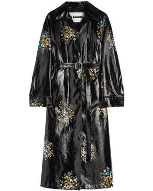 Jil Sander Trench Con Stampa - Nero