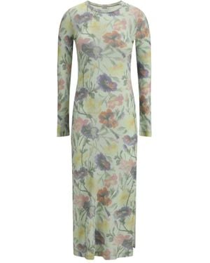 Loewe Morning Glory Print Cotton And Silk Dress in Metallic