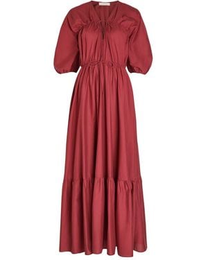 Faithfull the Brand Sigrid Drawstring Cotton Maxi Dress - Red