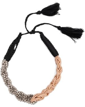 Alysi Collar Con Diseño Trenzado Y Cuentas - Negro