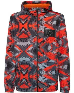 Philipp Plein Logo-Print Hooded Jacket - Red