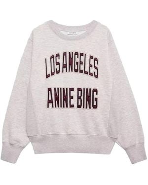 Anine Bing Embroidered Crew-Neck Sweatshirt - White