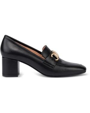 Love Moschino Logo-Plaque Leather Court Shoes - Black