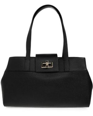 Furla Large Amelia Leather Shoulder Bag - Black