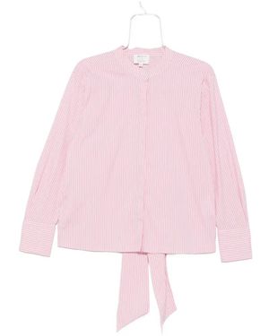 MAISON 123 Sandrine Striped Pussy-Bow Blouse - Pink