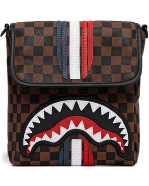 Sprayground Checked-Pattern Messenger Bag - Black
