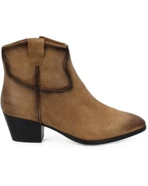 Ash Fame Faded-Effect Ankle Cowboy Boots - Brown