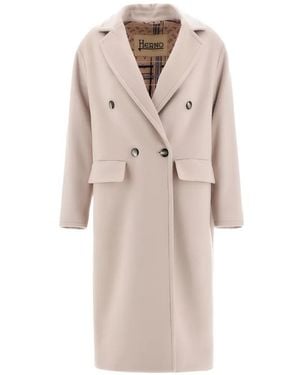 Herno Double-Breasted Wool Coat - Natural