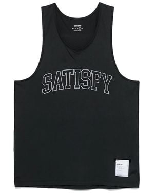 Satisfy Top con logo estampado - Negro