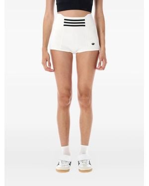 adidas High-Waisted Stripe Shorts - White