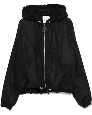 The Attico Oversized Bomber With Drawstring - Black