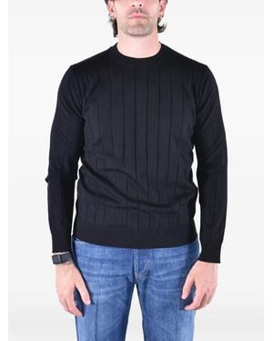 Kangra Gerippter Wollpullover Mit Rundhalsausschnitt - Blau